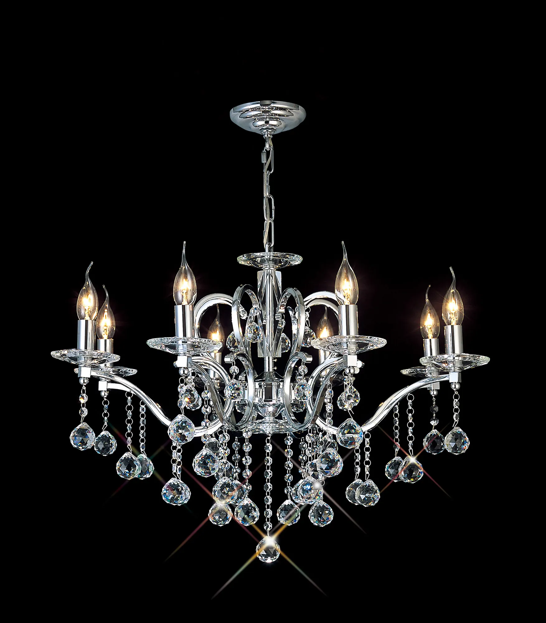 IL30128  Zinta Crystal Chandelier 8 Light Polished Chrome